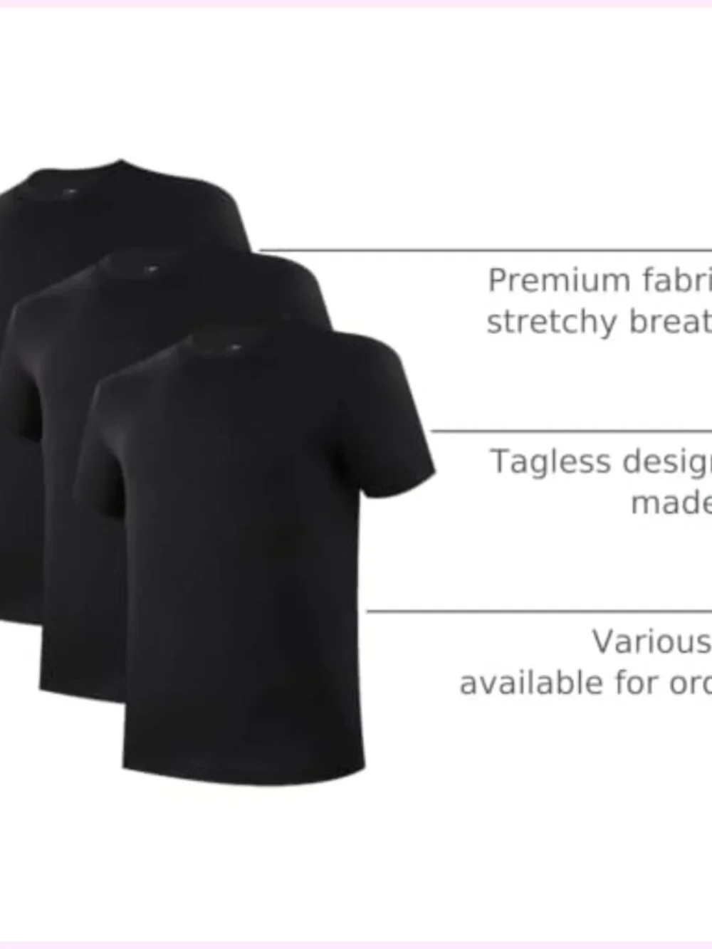 3 Pack Mens Bamboo Undershirts Crew Neck Short Sleeve Moisture Wicking Tagless